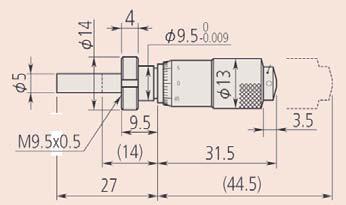 Głowice mikrometryczne 13 mm z blokadą wrzeciona Dokładność ±2 μm/ ±0.0001" Podziałka 0,01 mm or 0.001" Skok gwintu 0,5 mm or 0.