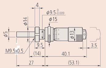 35 6 65,60 148-821 13-0 mm 9,5 mm Gładka Płaska Odczyt odwrotny 30 60,30 148-822 13-0 mm 9,5 mm Z nakrętką Płaska Odczyt odwrotny 35 6 66,20 148-104 Z blokowaniem wrzeciona Nr Zakres ø tulei Tuleja