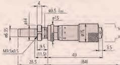 nakrętką mocującą 9,5 mm 6 Sferyczna (SR4) - 60 105,00 149-823 0-15 mm Gładka 9,5 mm Płaska (węglikowa) Odczyt odwrotny 55 112,00 149-824 0-15 mm Z nakrętką mocującwrotny Odczyt od- 9,5 mm 6 Płaska