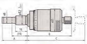 Głowice mikrometryczne Seria 152 - O szybkim posuwie wrzeciona 1mm/obr. Głowica mikrometryczna o ułatwiającym odczyt 1 mm skoku gwintu wrzeciona.