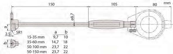 2046SB 150 mm 785 475,00 511-414 50-150 mm 0,01 mm 2046SB 150 mm 815 580,00 511-421 15-35 mm 0,001 mm 2109SB-10 150 mm 740 462,00 511-422 35-60 mm 0,001 mm 2109SB-10 150 mm 765 477,00 511-423 50-100