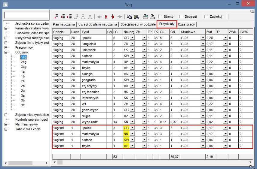 przedmioty objęte tym nauczaniem (sekcja 1ag/ind na rysunku poniżej). 5.