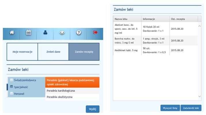 6. Moje konto 39 Rys. 61. Zamawianie recepty i dodawanie leków do listy - urządzenia mobilne 6.6. Powiąż z epuap Funkcjonalność pozwala połączyć konto z serwisem epuap.