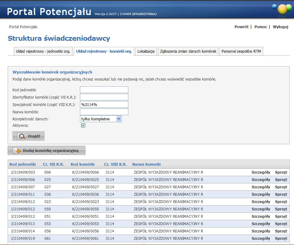 Struktura organizacyjna: