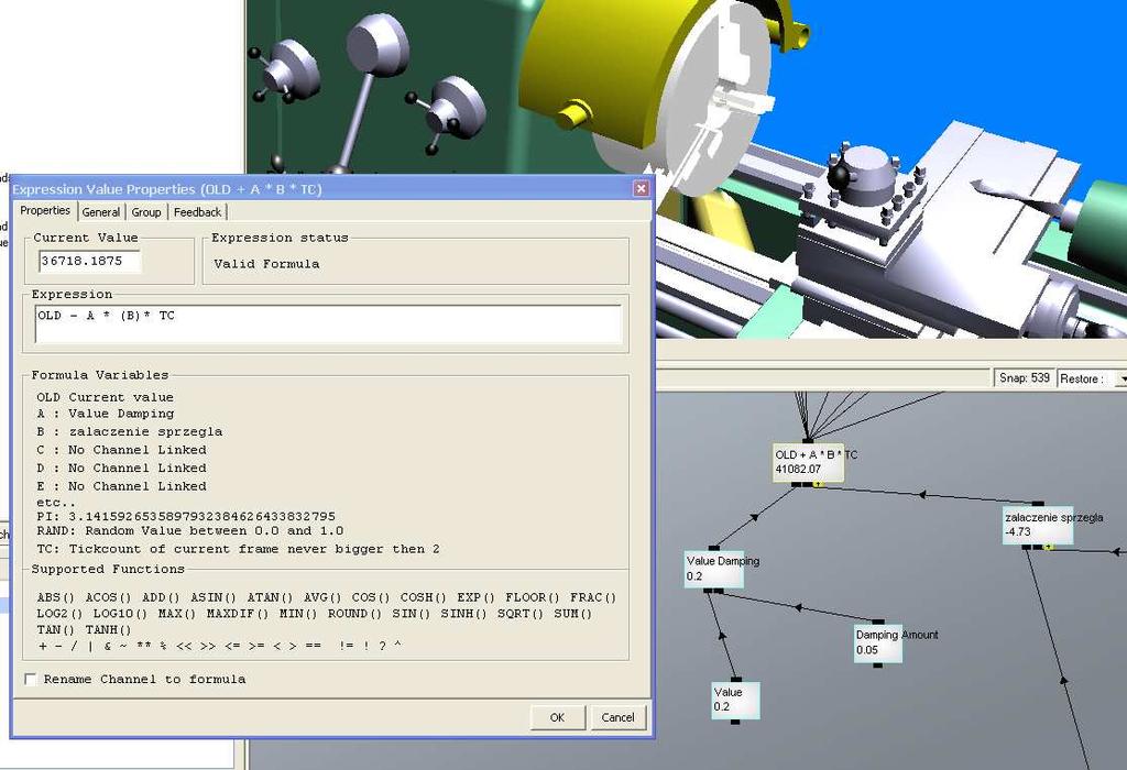 72 Dariusz FILIPEK, Dariusz KALWASIŃSKI Pierwsza wartość uzyskiwana jest z kanału User Input, a druga pochodzi od kanału DetectMouseCollision, pod który podłączony jest skrót do obiektu pokrętło