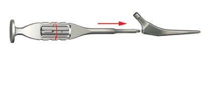 Uwaga Instrument do osadzania trzpienia z uchwytem śrubowym wolno stosować tylko do wbijania implantu. Ryc.