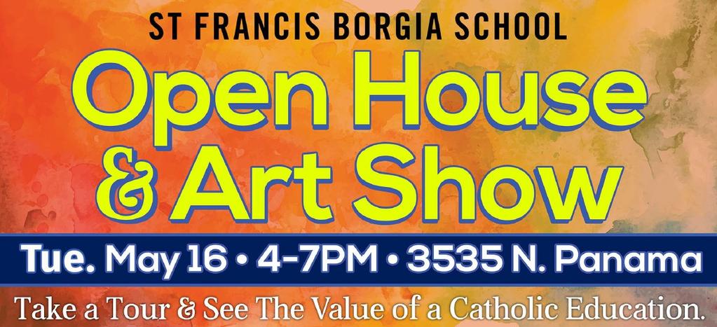SFB School Registration Open registration for St. Francis Borgia School for the 2017-2018 school year is ongoing.