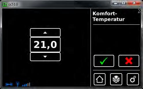 Ustaw temperaturę Komfort Nacisnąć przycisk "Temperatura Komfort".