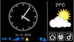 Ekran startowy / standardowy 3 4 5 6 Ekran główny Na ekranie głównym wyświetlany jest czas i data oraz ewentualnie prognoza pogody.