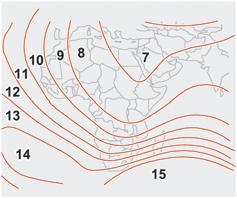 geograficzny. Kalibracja została zakończona. Strefy magnetyczne, Azja.