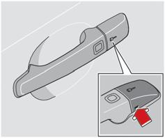 05 Zamki i autoalarm Jazda bez użycia kluczyka (wyposażenie opcjonalne) Odblokowanie Kiedy pilot zdalnego sterowania znajdzie się w zasięgu odbiorników samochodu: Drzwi można otworzyć pociągając za