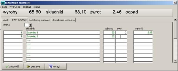 2.6 Księgowanie PK do księgi głównej 23 cena ODPAD towar ilość cena cena zakupu zostanie automatycznie przeliczona według nowej kalkulacji, można wprowadzić dla celów ewidencyjnych towar odpadowy -