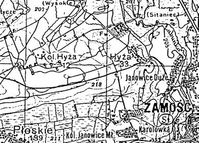 Hyża (Chyża) Wieś położona na północny-zachód od miasta Zamościa. Po raz pierwszy została wzmiankowana w dokumentach pod rokiem 1398 jako Kyschow (Kisielow) 121. Jednakowoż już w 1564 i 1660 r.