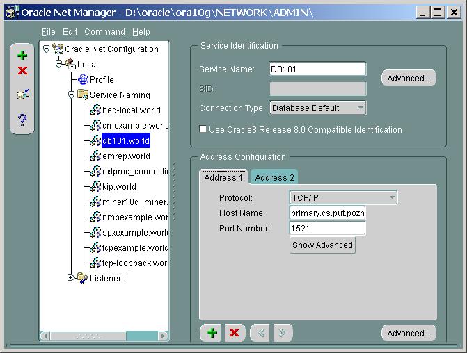 Konfiguracja klienta SQLNET współpracującego z ODG (1/2) DB101.