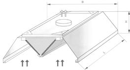 L=1000-3000 B=700-1200 H=550 KOW-30 Króćce / Connectors: 250 315 Okap centralny WYCIĄGOWY Centrally mounted ventilation hood Wymiary / Dimensions : L=1000-3000 B=1200-2100 H=550 KOW-40 Króćce /