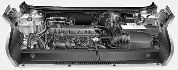 Obsługa PRZEDZIAŁ SILNIKOWY n Silnik benzynowy n Silnik wysokoprężny 1. Zbiornik wyrównawczy układu chłodzenia silnika 2.