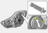 n Typ A n Typ A ] UWAGA Po wypadku lub wymianie zespołu reflektora zalecamy regulację świateł w autoryzowanej stacji obsługi HYUN- DAI.