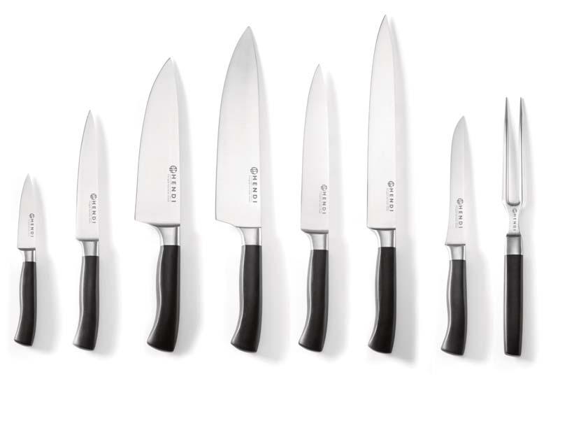 Profesjonalne noże Profi Line Wszystkie noże są wykonane z wysokiej jakości niemieckiej stali węglowej Higieniczna zgodna z HACCP konstrukcja rękojeści uniemożliwia gromadzenie się resztek w