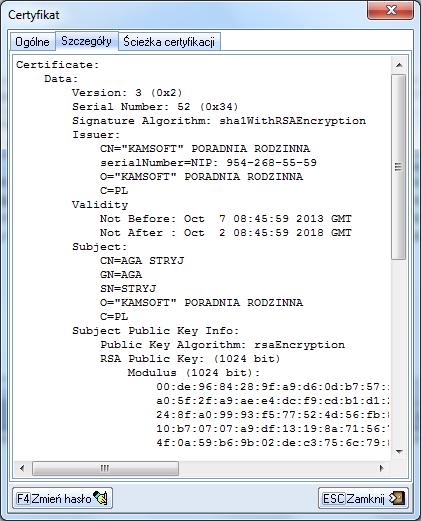 szczegóły certyfikatu,