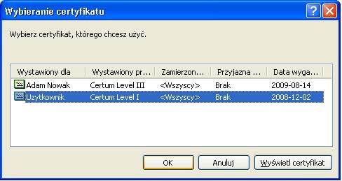 Wybór potwierdzamy przyciskiem OK. Następnie określamy Algorytm mieszania. Domyślnie wybrany jest algorytm SHA1, jednak zaawansowani użytkownicy mogą wybrać z rozwijalnej listy inny algorytm.