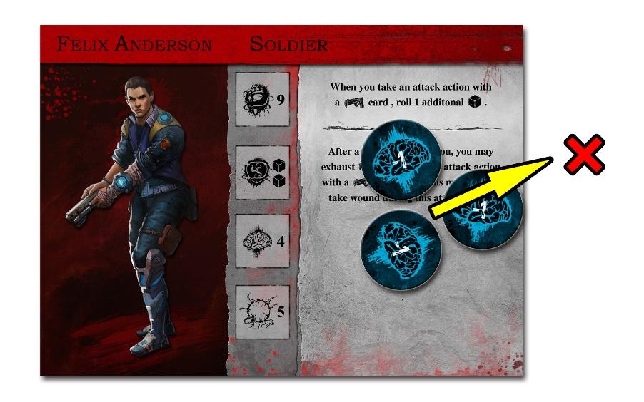 DEEP MADNESS RULEBOOK PREVIEW 22 6. Symbol zdolności: Każda karta zdolności posiada 2 zastosowania, górna zdolność jest taka sama dla wszystkich tych kart. 7.