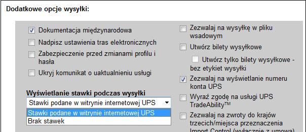 Zarządzanie uprawnieniami wysyłki (ciąg dalszy) Administratorzy kontrolują wyświetlanie stawek wynegocjowanych lub opublikowanych dla użytkowników z nowymi lub istniejącymi