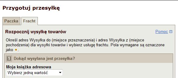 funtów)). A następnie, wybrać żądaną opcję, aby rozpocząć wysyłkę. Kolejne kilka stron zostanie poświeconych procesowi tworzenia paczki.