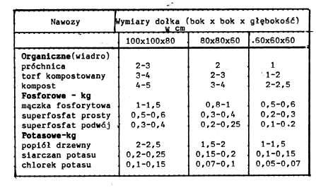 86 Zależy to od rodzaju wnoszonych nawozów i rozmiarów dołka. Im większy jest dołek, tym więcej trzeba dać nawozów.