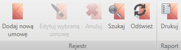 Uwagi. Dla rejestru umów dostępne są poniższe operacje: Dodaj nową umowę - dodawanie nowej umowy. Edytuj wybraną umowę- edytowanie zaznaczonego na liście wpisu rejestru.