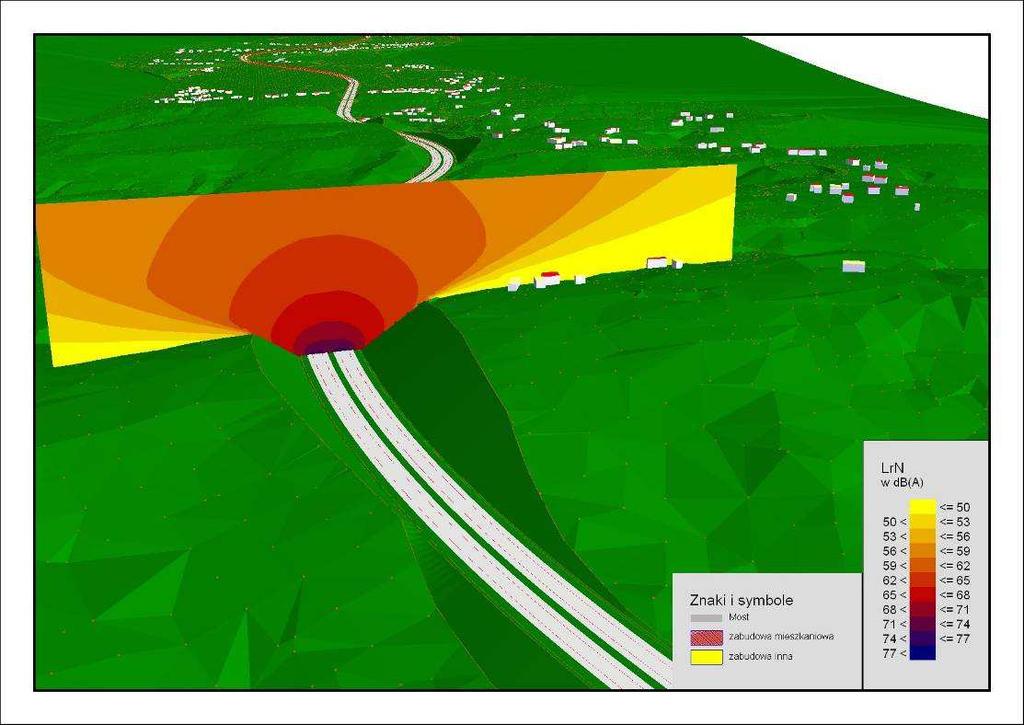 hałasu przekrój poprzeczny dla prognoza ruchu na rok 2030