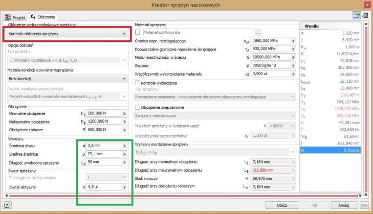 Do okna kreatora wracamy klikając prawym klawiszem myszy na wiersz sprężyna naciskowa 1 w drzewku modelu i wybierając lewym klawiszem Edycja przy użyciu Design Accelerator.