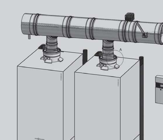 System odprowadzania spalin dla kotłów wiszących Vitodens 200-W pracujących w układzie kaskadowym Dane techniczne instalacja dwukotłowa Dane techniczne instalacja dwukotłowa Instalowanie i wymiary