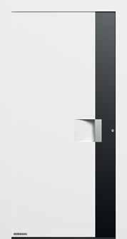 0,50 W/ (m² K)* Wzór 301 Listwa uchwytowa standardowo w kolorze białego aluminium RAL 9006, półmat, zagłębienie pod uchwyt standardowo w kolorze drzwi, drzwi zalecane do domów pasywnych, współczynnik