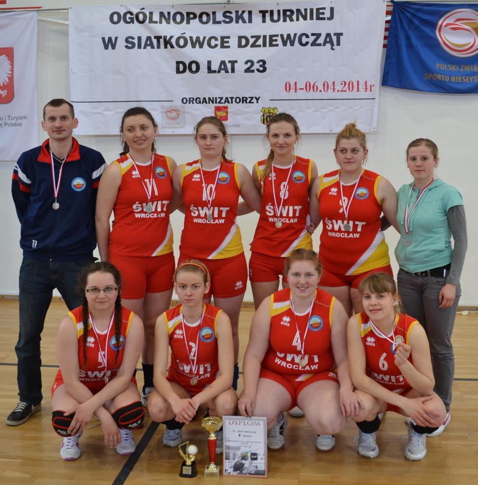 PÓŁFINAŁ: 4 mecz: WKSN MIG Gliwice 2:1 MECZ o I MIEJSCE: 5 mecz: WKSN ŁKSG ŁÓDŹ 1:2 Stoją od lewej: Maciej Jacyna opiekun, Agata Stojanowska, Karolina Przybył, Maria Napora, Marzena Muszyńska, Ewa