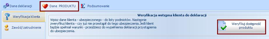 Rejestracja umowy: WARTA DLA CIEBIE I RODZINY - rejestracja nowej polisy dane produktu W zakładce Dane Produktu, zweryfikuj czy dany Klient może zostać ubezpieczony w Programie: WARTA DLA CIEBIE I