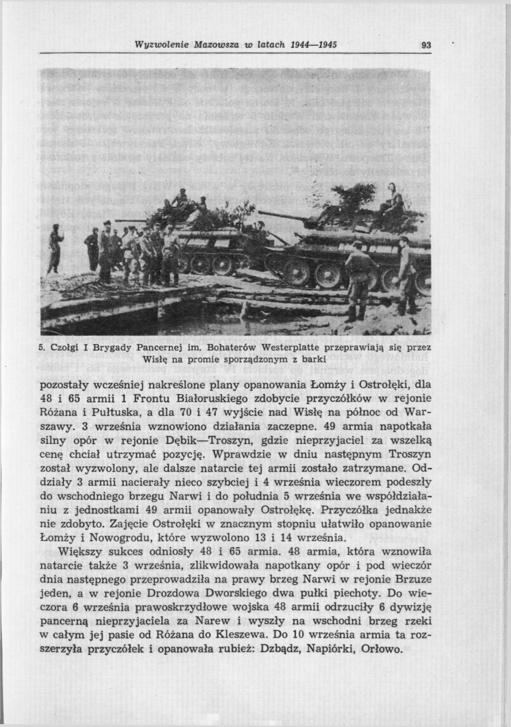 Wyzwolenie Mazowsza w latach 1944 1945 93 5. Czołgi I Brygady Pancernej im.