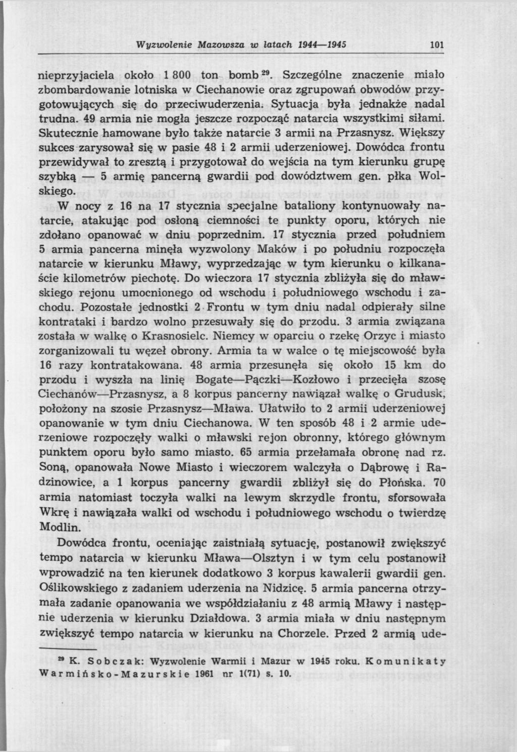 Wyzwolenie Mazowsza w latach 1944 1945 101 nieprzyjaciela około 1 800 ton bomb 29.