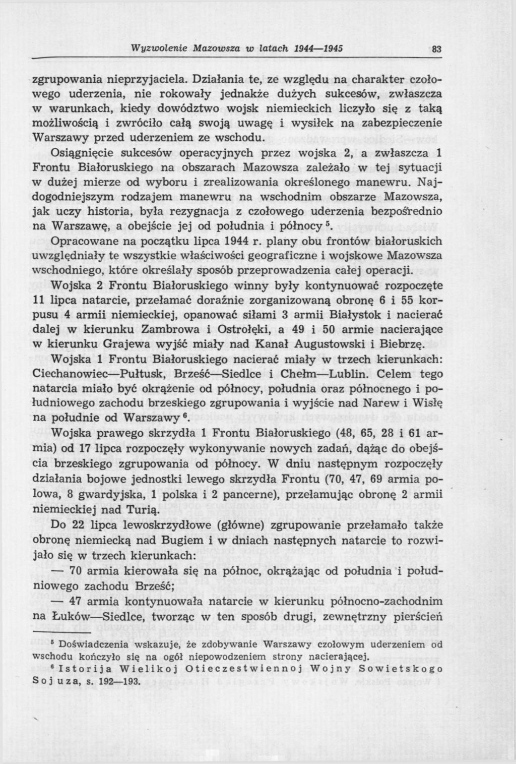 Wyzwolenie Mazowsza w latach 1944 1945 83 zgrupowania nieprzyjaciela.