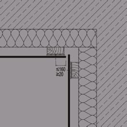 Profile szczelinowe muszą być całkowicie podtrzymywane. NAROŻNIK WEWNĘTRZNY Łaty narożne zabezpieczyć taśmą EPDM lub aluminiową.