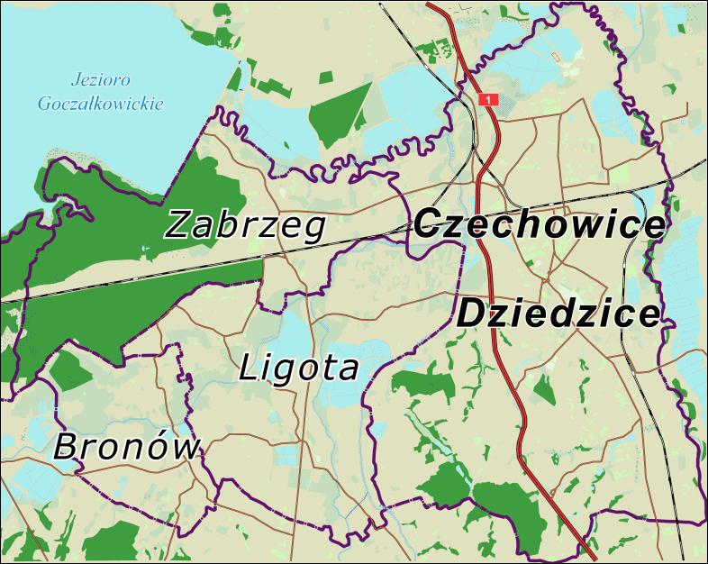 Gmina położona jest nad Jeziorem Goczałkowickim, przy drodze krajowej nr 1, przy liniach kolejowych Katowice Bielsko-Biała i Zebrzydowice-Kraków.