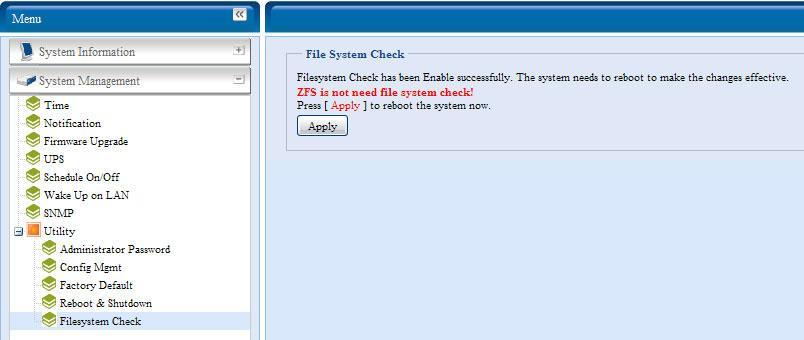 System sprawdzenia integralności systemu plików Opcja File System Check pozwala na sprawdzenie