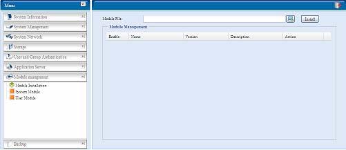 Moduł zarządzania Instalacja modułu Z menu Module Management wybierz Module Installation i następnie przejdź do okna Module Management.