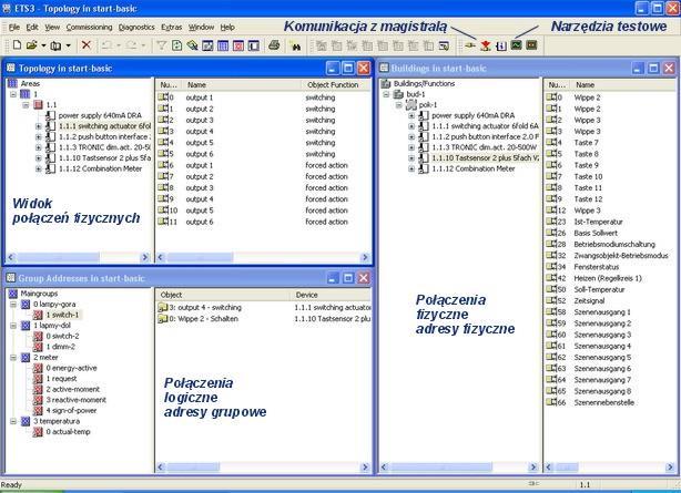 Standardy systemów automatyki budynkowej 25 Standard KNX podstawowe informacje konfigurowanie sieci pakiet ETS 3 i ETS 4 (new) Adresy fizyczne 0.3.53 lub 1 3.