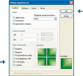 Rysunek.. Okno Tło Rysunek.. Okno Efekty wypełnienia, karta Gradient program PowerPoint Rysunek.