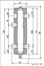 t K (po rozszerzeniu do 70kW przy Δ t K) przepływ do 7,9m/h Uchwyt ścienny -80780 Rozdzielacz przemysłowy DN0 ('')