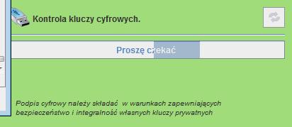 Autoryzacja podpisem cyfrowym W tej chwili program rozpocznie instalację bibliotek do obsługi kluczy cyfrowych. Na ekranie pojawi się okno z komunikatem: Rys.