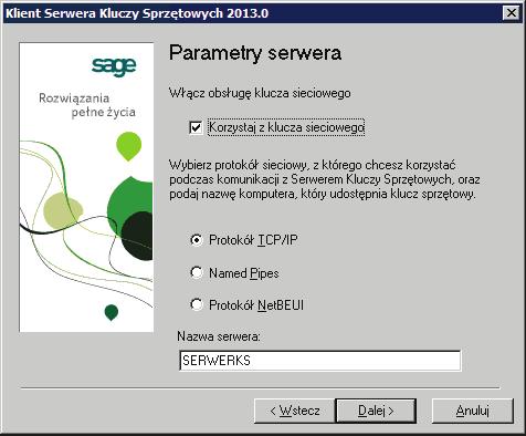 10 Podręcznik użytkownika Klucz sprzętowy Rys. 2 Wybór składników do instalacji. W kolejnym kroku zainstalować Serwer Kluczy Sprzętowych w wybranym katalogu.