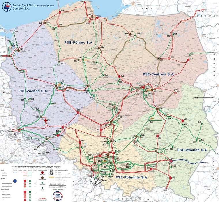 44 H. Kocot Analizując schemat sieci przedstawiony na rys. 1. można dostrzec, że budowane obecnie linie o napięciu 400 kv prowadzone są nowymi trasami np.