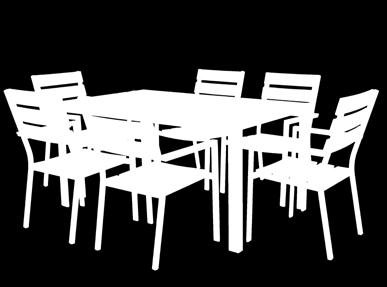 Aluminium 1 499 zł Połączony zestaw sześciu krzeseł (możliwość sztaplowania)i stół z  