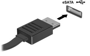 2 Korzystanie z urządzenia z interfejsem esata (tylko w wybranych modelach) Port esata łączy opcjonalne wysokiej wydajności urządzenie esata, takie jak zewnętrzny dysk twardy esata.
